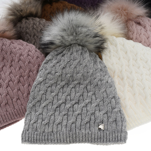 Dámska zimná čiapka růžová s bambulou Kaskada