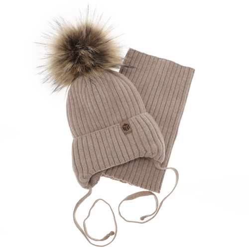 Komplet zimný chlapčenský: čiapka a tunel černý 100% extra fine merino vlna Juno