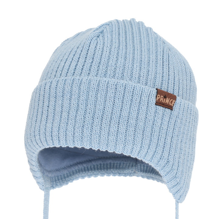 Chlapecká zimní čiapka, zaväzovacia, s merino vlnou, svetlo modrá, Puser