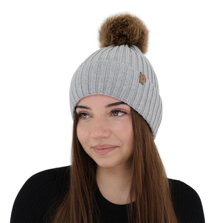 Dámská zimní čiapka, camel, s merino vlnou, Zamira