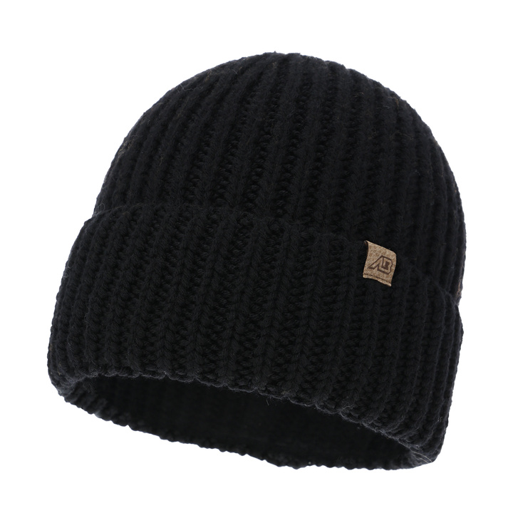  Pánská zimní čepice černá 100% extra fine merino vlněná Berno