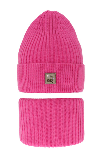 Zimná dievčenská súprava: čiapka a tunel růžový Georgina