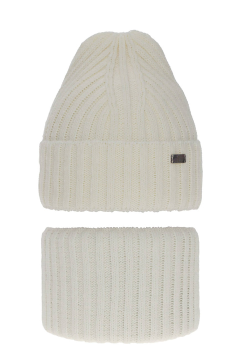 Zimný dievčenský set: čiapka a tunel krémový Valentine