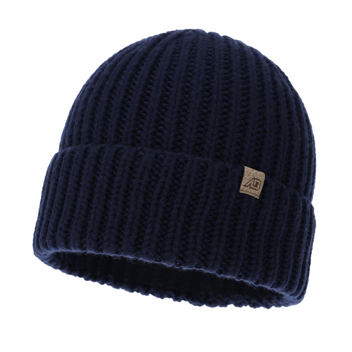  Pánská zimní čepice tmavě modrá 100% extra fine merino vlněná Berno