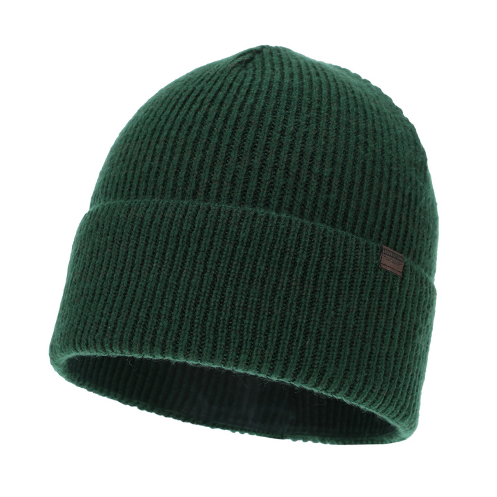 Pánská zimní čiapka, čierno-zelená, s merino vlnou, Korins