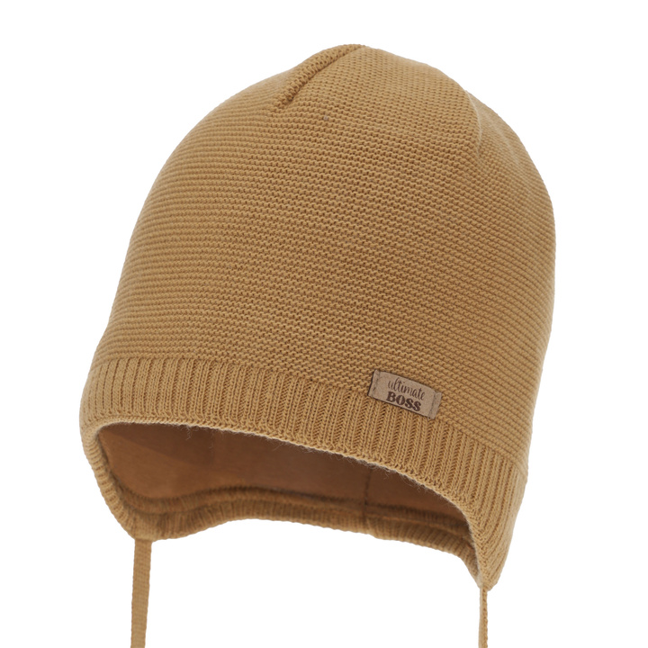 Chlapecká podzimní/jarní čiapka, camel, zaväzovacia, Valdis