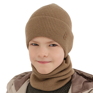 Chlapčenská čiapka a komín, jesenný/jarný set modrý 100% vlna extra jemná merino Bruce