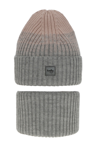 Zimný dievčenský set: čiapka a tunel šedý Tasha