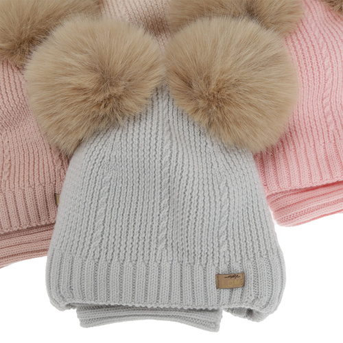 Dievčenská čiapka a nákrčník, zimný set, čierny, 100% merino vlna, podšitý vlneným polaram, Lumia