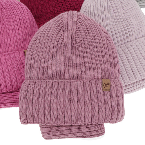 Komplet zimnej dívčej: čiapka a tunel černý merino vlna Mesalia