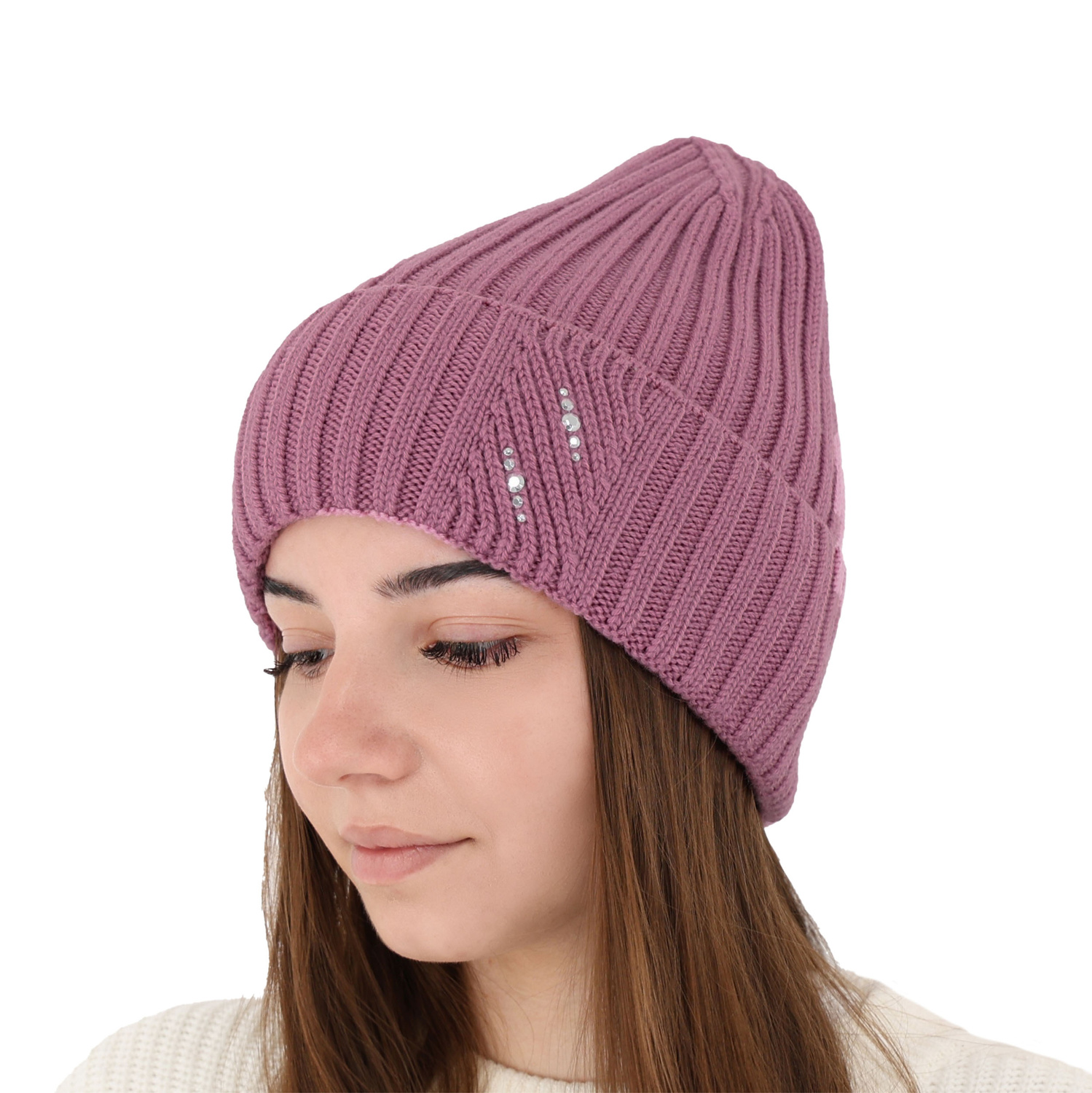 Dámská zimní čepice růžová 100% extra fine merino vlněná Ariga