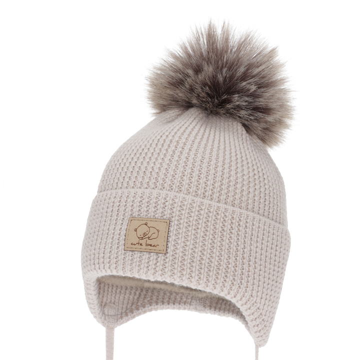 Chlapecká zimní čiapka, zaväzovacia, 100 % merino vlnená, camel Jergen