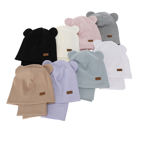 Komplet podzimní, jarní dívčí: čiapka a tunel, bavlnený, biely Georgea