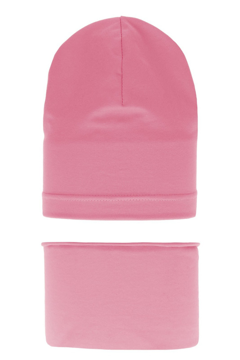 Jesenný/jarný dievčenský set: čiapka a tunel ružový Hazelka