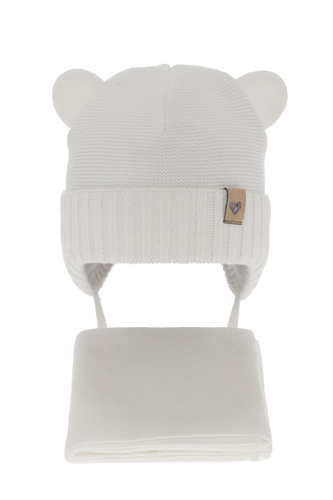 Komplet zimnej dívčej: čiapka a šálka bílý Alice