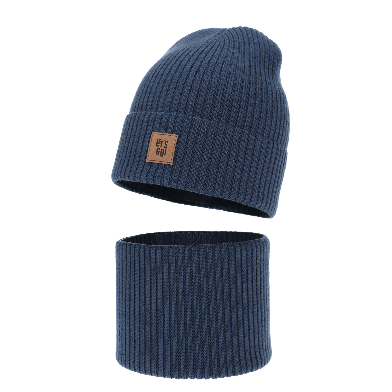 Chlapčenská čiapka a komín, jesenný, jarný set modrý 100% vlna merino Vanto