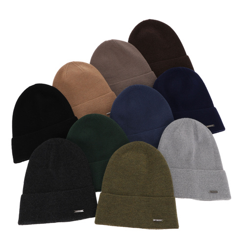 Pánska jarná- zimná čiapka hnědá 100% extra fine merino vlněná Memfis