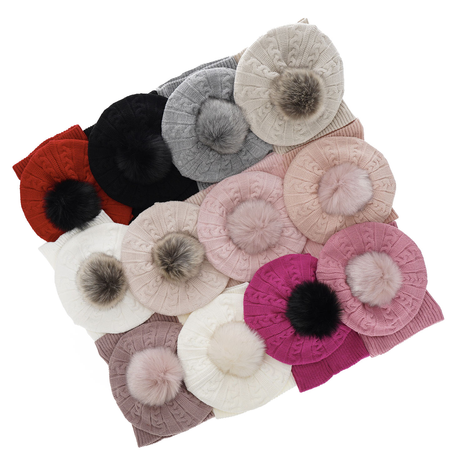 Zimný dievčenský set: čiapka a tunel růžový s bambulou Koffi