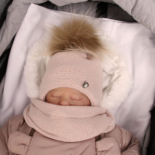 Zimná dievčenská súprava: čiapka a šál fialová s bambulou Aimi