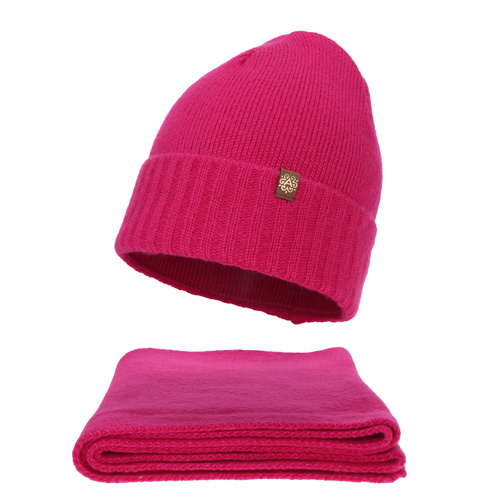 Komplet zimní dámský: čiapka a šála, amarant, Shasta