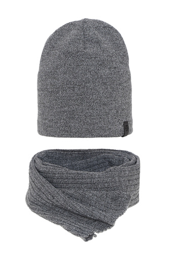 Zimný pánsky set: čiapka a šál sivá Mores