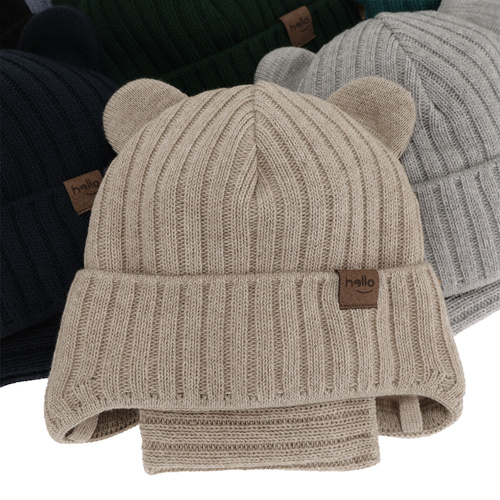 Kompletná zimná detská sada: čiapka a šál tmavě modrý Ferven