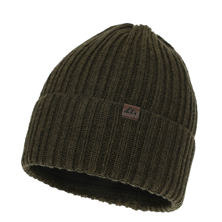 Pánská zimní čiapka, khaki, s merino vlnou, Huno