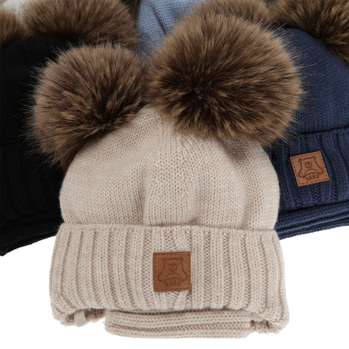 Chlapecká čiapka a nákrčník, zimný set, svetlo modrý, 100% merino vlna, podšitý vlneným polaram, Ronik