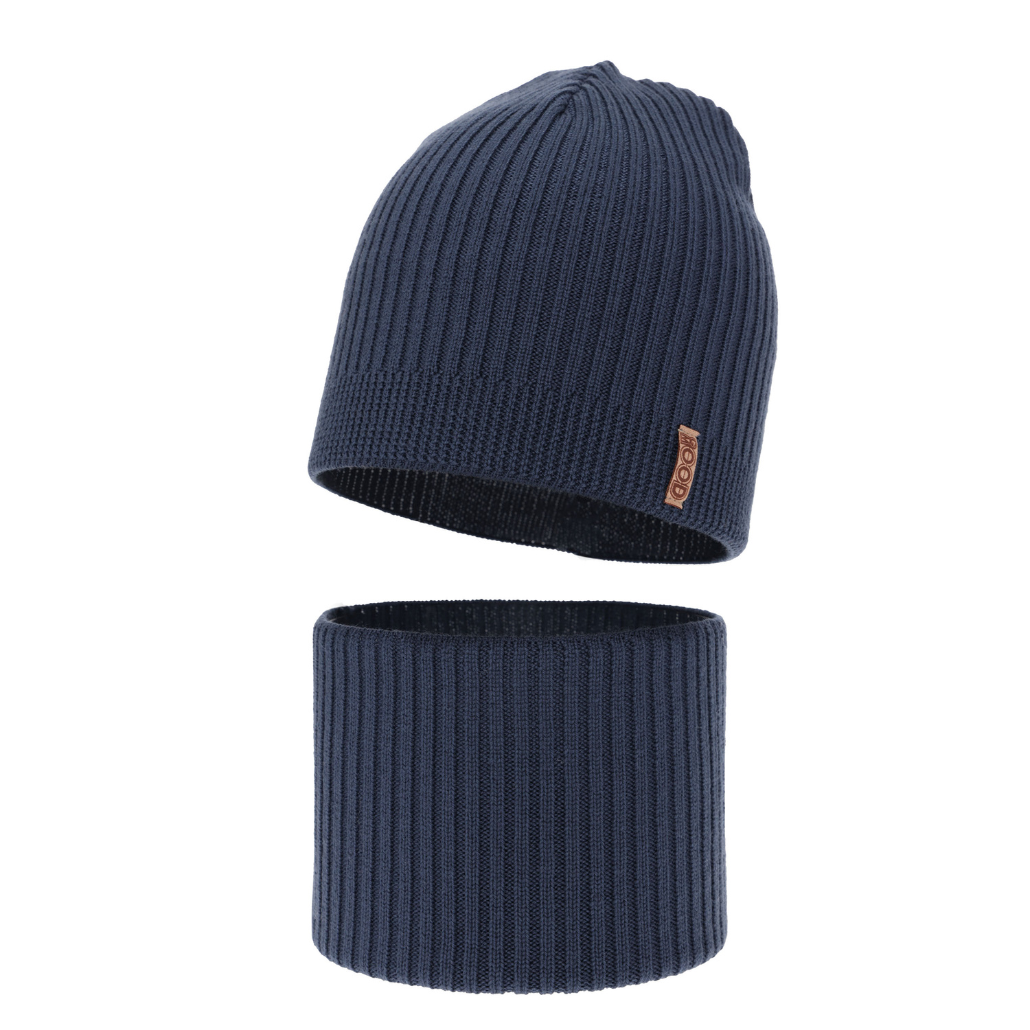 Chlapčenská čiapka a komín, jesenný/jarný set modrý 100% vlna extra jemná merino Chester