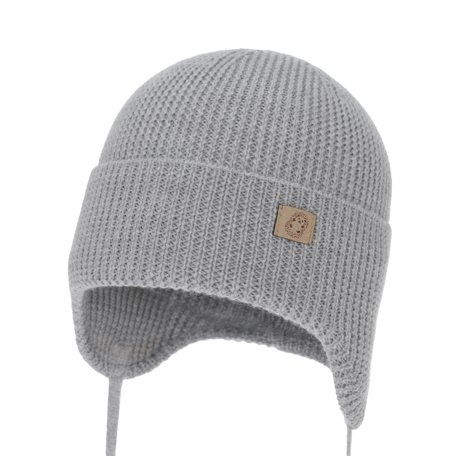 Chlapecká zimní, podzimní, jarní čiapka, sivá, 100 % merino vlnená, zaväzovacia, Bakadi