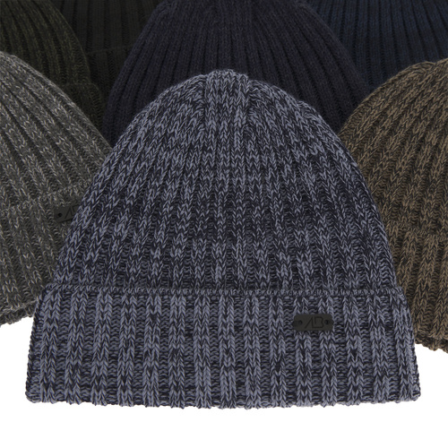 Pánska zimná čiapka tmavomodrá merino vlnená Timon