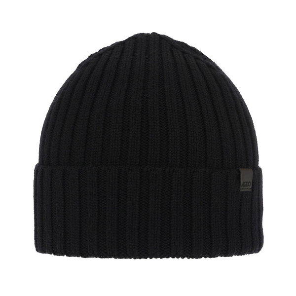 Pánská zimní čepice černá 100% extra fine merino vlněná Nathan