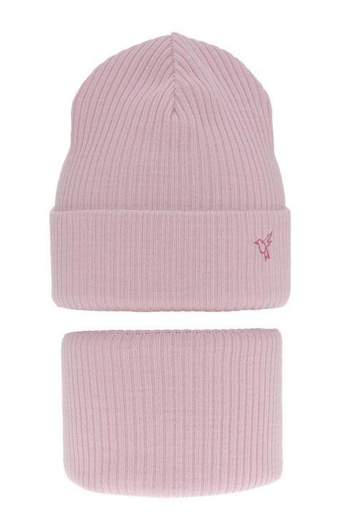 Komplet zimnej dívčej: čiapka a tunel fialový Rosetta