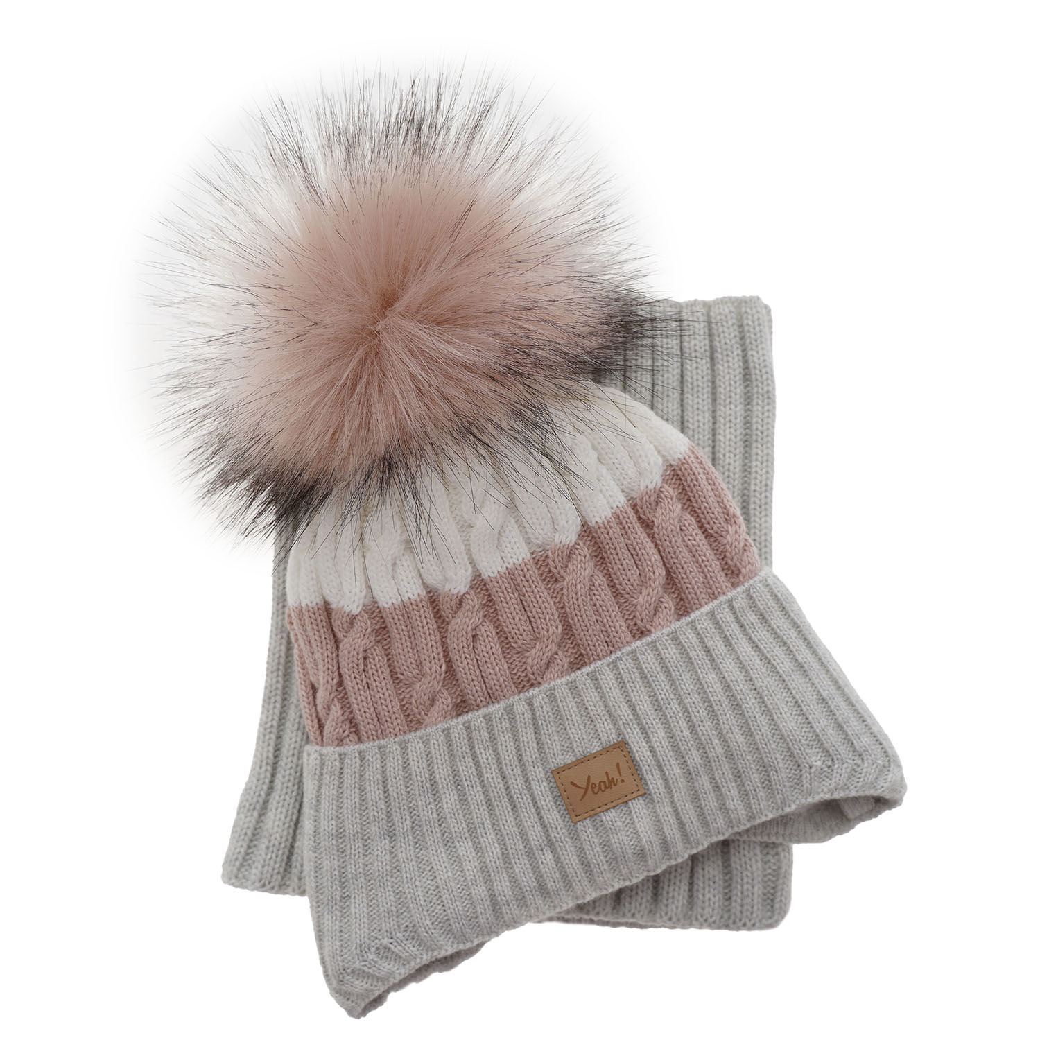 Zimný dievčenský set: čiapka a tunel černý s bambulou Riviera