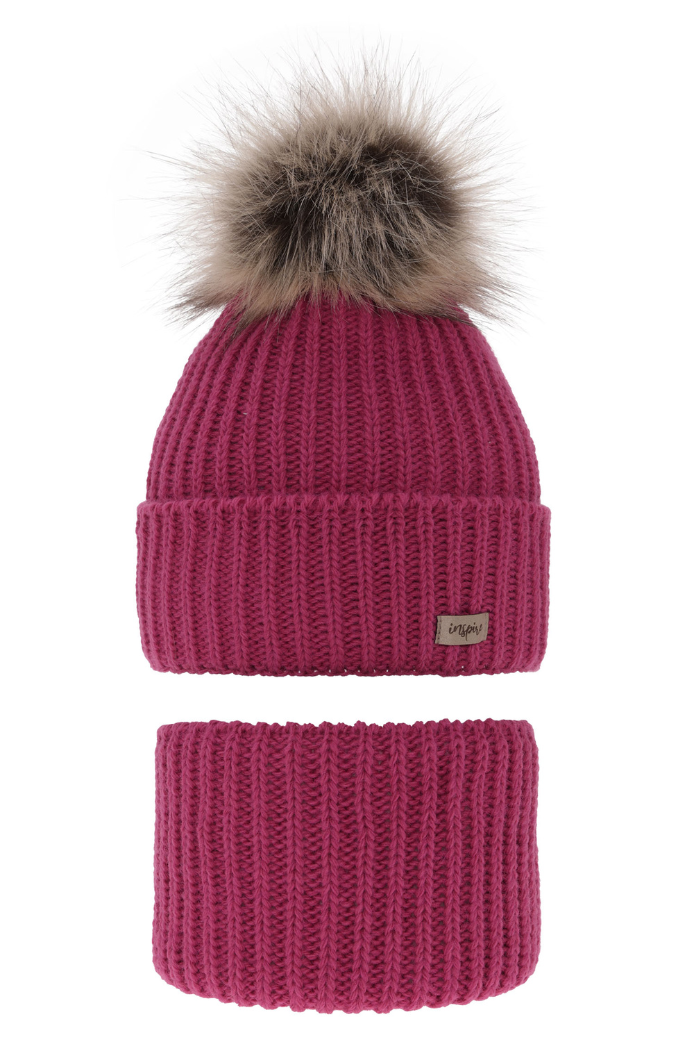 Zimná dievčenská súprava: čiapka a tunel růžový s bambulou Willow