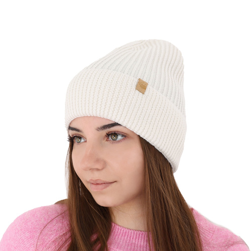 Dámská zimní čepice béžová 100% extra fine merino vlněná Isla