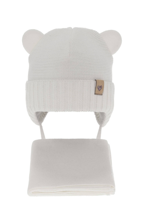 Komplet zimnej dívčej: čiapka a šálka bílý Alice