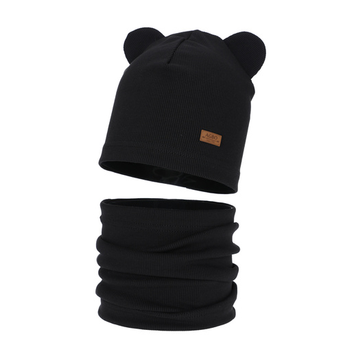 Čiapka a tunel pre chlapcov, jesenný, jarný komplet, čierny Gregory