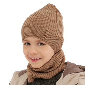 Chlapčenská čiapka a komín, jesenný/jarný set modrý 100% vlna extra jemná merino Chester