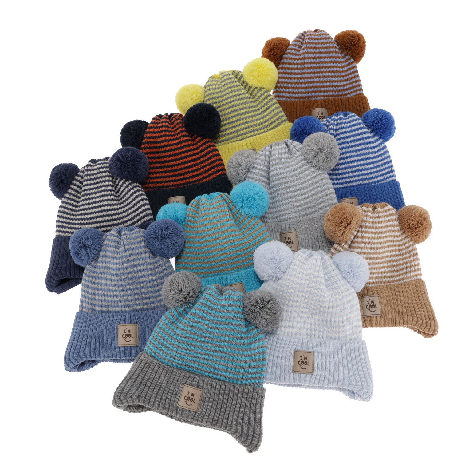 Chlapecká podzimno-jarní čepice šedá s dvoma bambulami Laurent