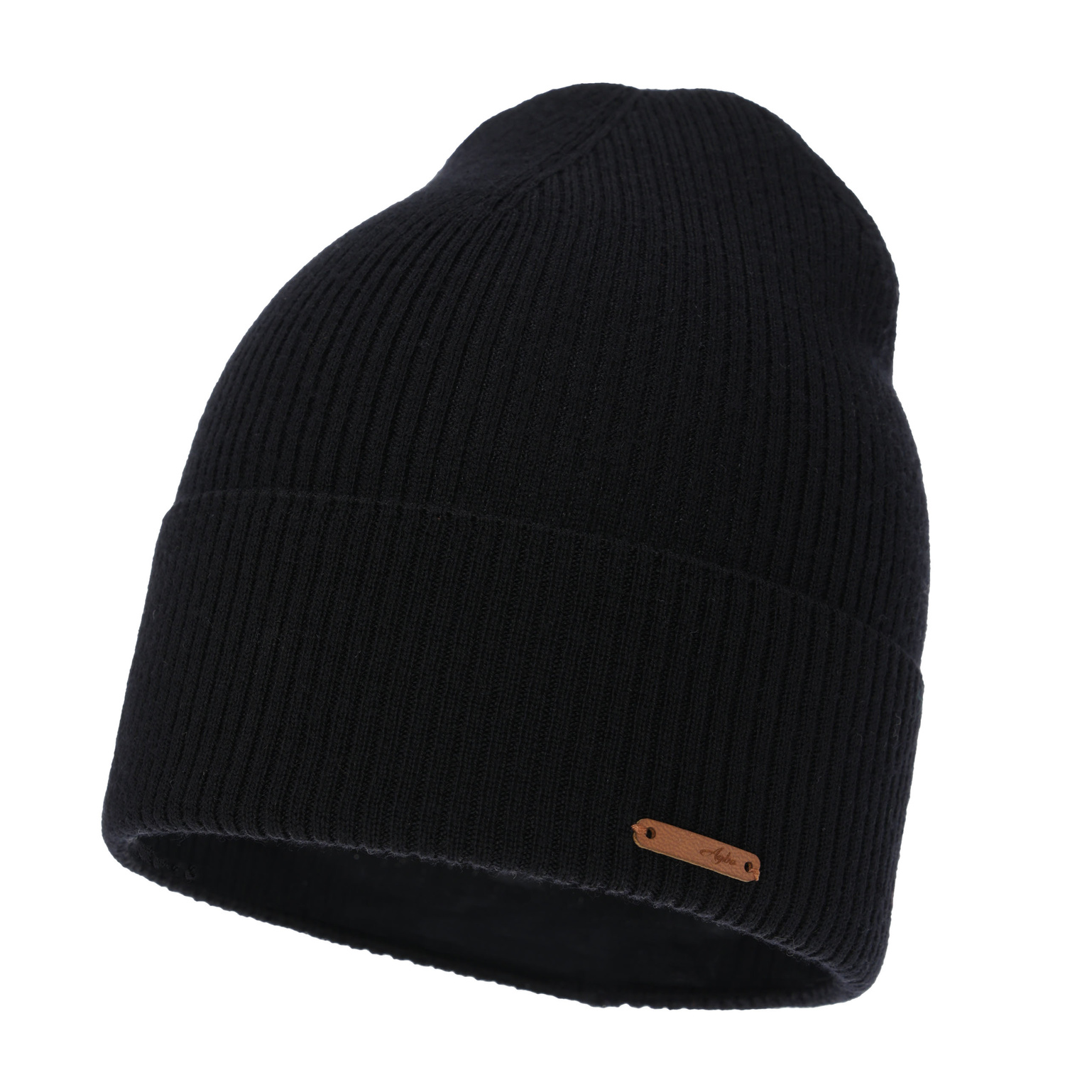 Dámská podzimní/jarní čiapka, čierna, 100 % merino vlnená, Flerra