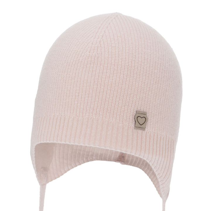 Dívčí podzimní, jarní čiapka, ružová, merino vlna s kašmírom, zaväzovacia, Orida