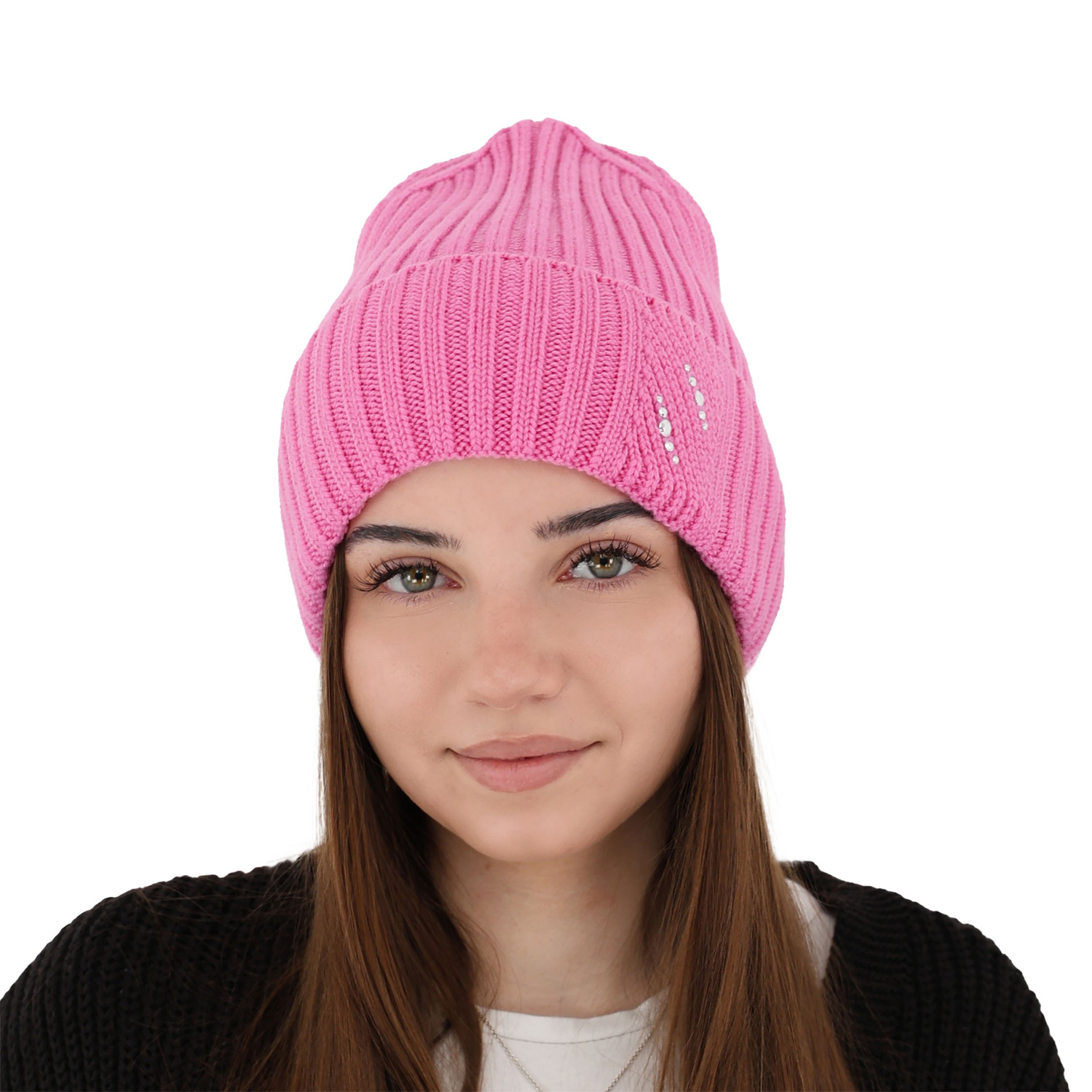 Dámská zimní čepice růžová 100% extra fine merino vlněná Ariga