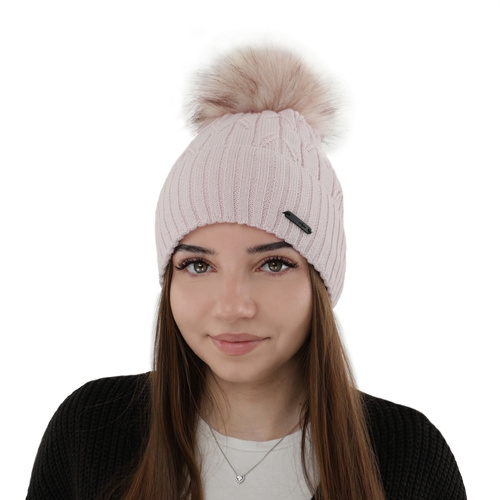 Dámska zimná čiapka růžová merino vlnená Talaria