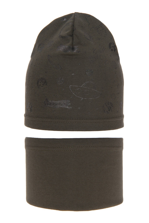 Jesenný/jarný chlapčenský set: čiapka a tunel khaki Kosmos