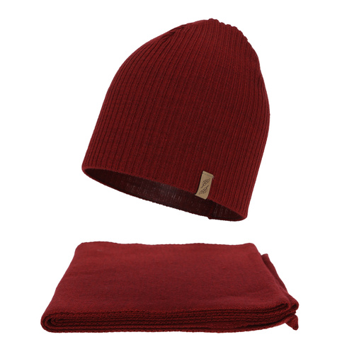 Komplet zimní dámský: čiapka a šála, bordový, Fena