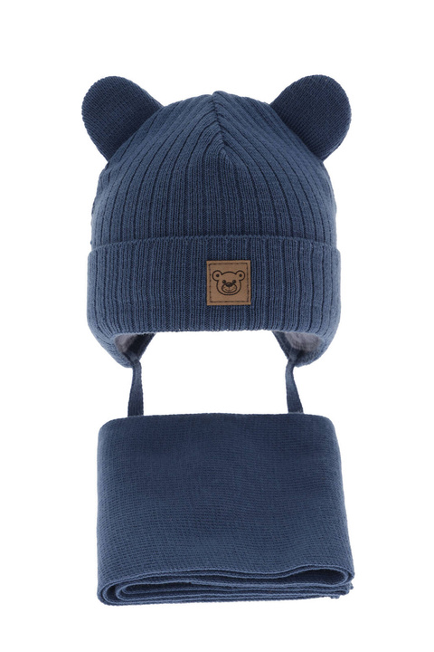 Komplet zimní chlapecký: čepice a šála modrý Anthony