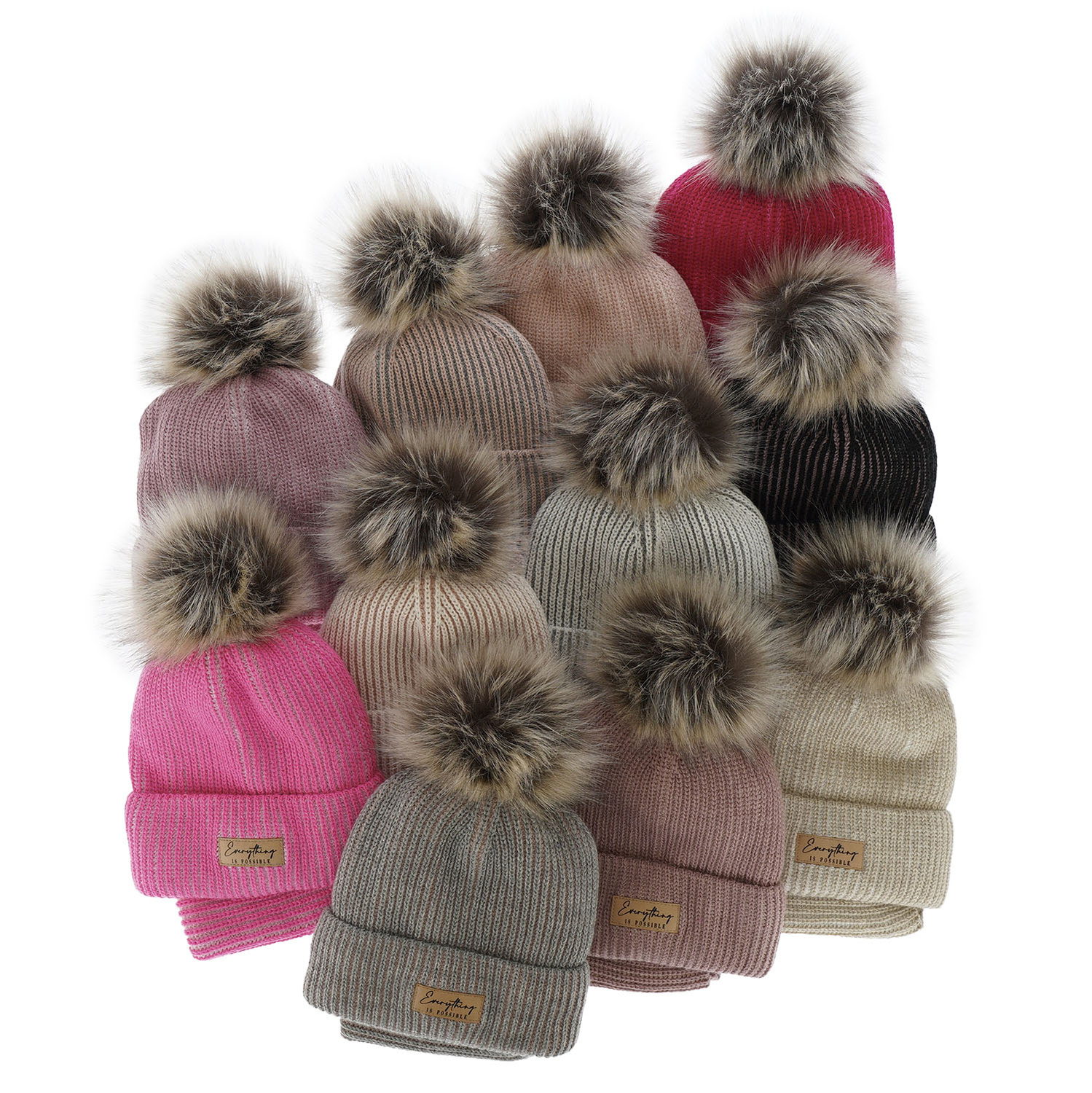 Zimná dievčenská súprava: čiapka a tunel šedý s bambulou Floryda