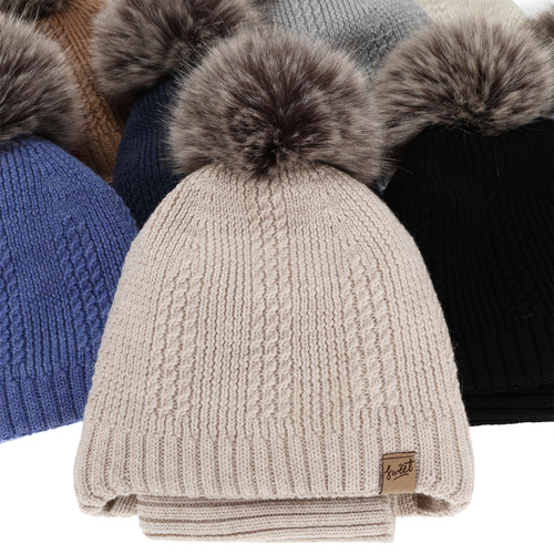 Chlapecká čiapka a nákrčník, zimný set, tmavomodrý, 100% merino vlna, podšitý vlneným polaram, na zaväzovanie Danny