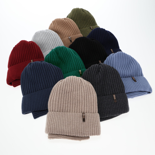 Komplet zimný chlapčenský: čiapka a šál, khaki, 100% merino vlna Gizmo